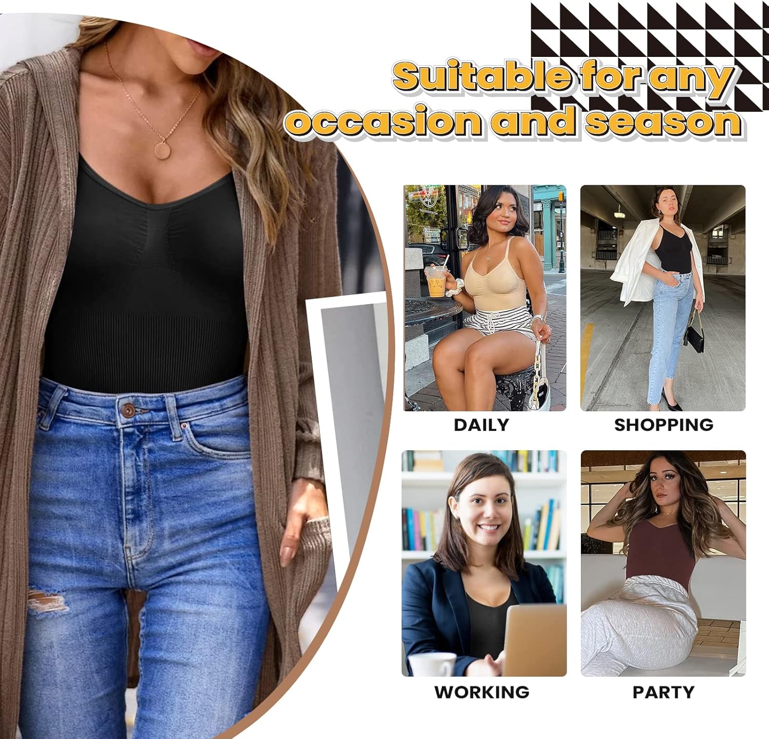 2 Pack Bodysuit for Women - Seamless Tummy Control Shapewear Sculpting Thong Sleeveless Women Body Shaper - Image 5