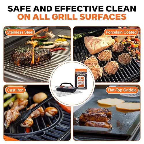 Miniatura 9 de Q-Swiper - Juego de limpiador de parrilla para barbacoa, 1 cepillo de parrilla con raspador y 25 toallitas de limpieza para parrilla, sin cerdas ni