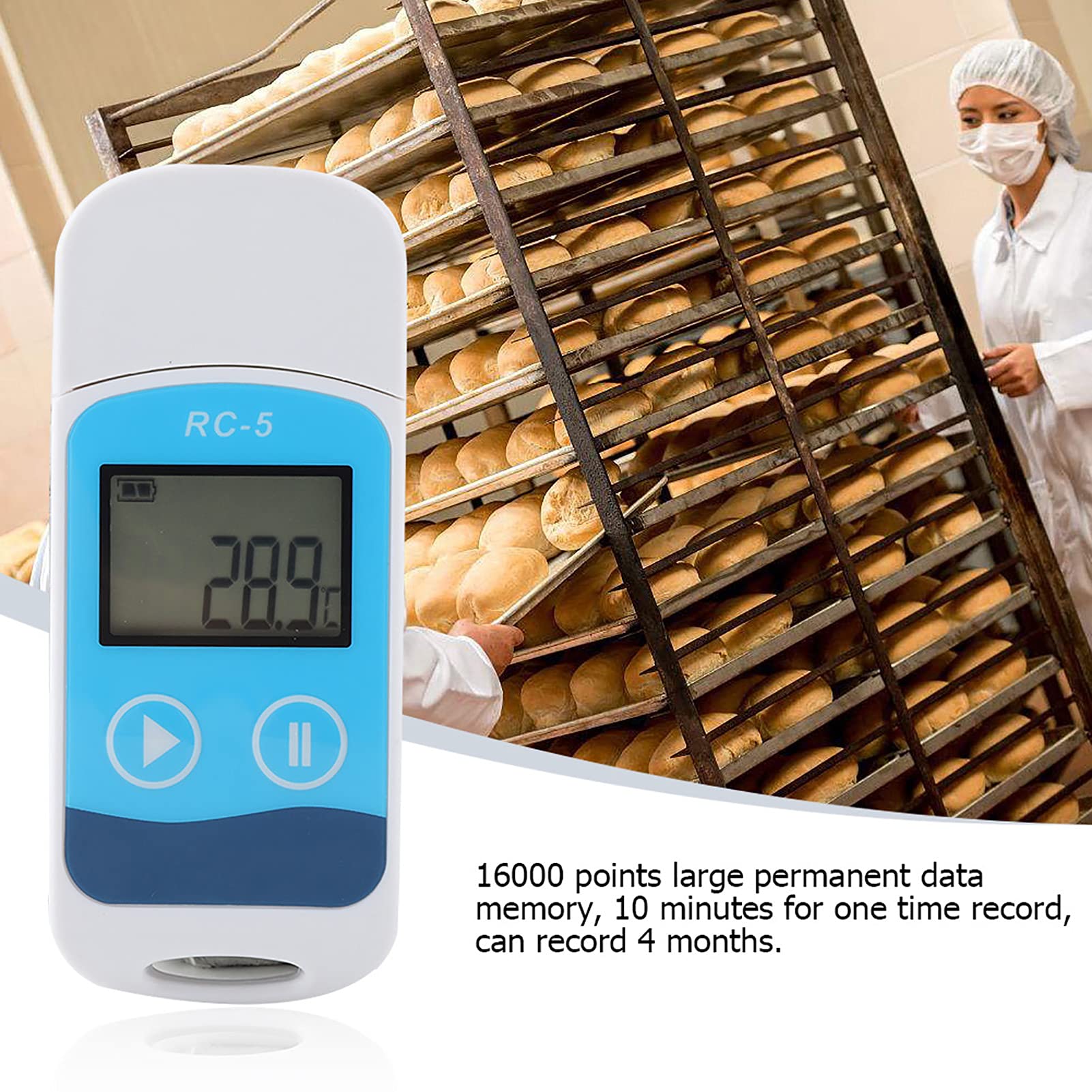 Registratore Dati di Temperatura Portatile RC-5 Mini Registratore Ad Alta Precisione per la Logistica della Catena del Freddo e la Conservazione degli Alimenti 32000 Punti