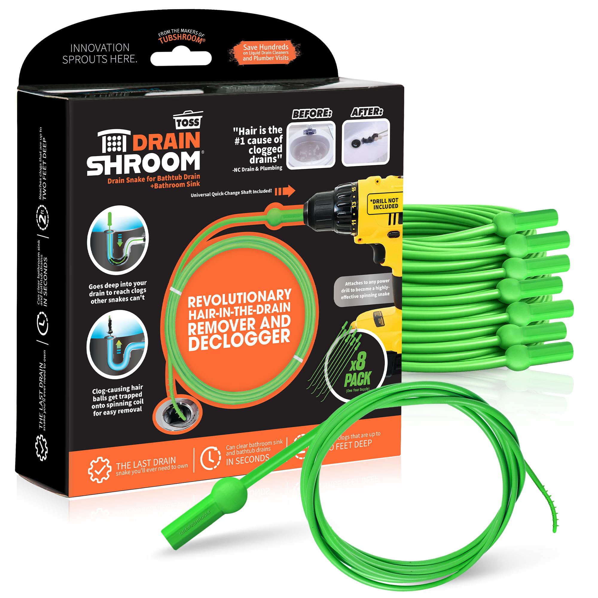 DrainShroom Toss-Disposable Hair Clog Remover