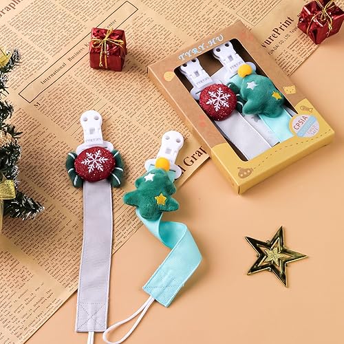 Miniatura 14 de TYRY.HU Clip para chupete para niñas bebés, paquete de 2 clips neutros para sujetar chupetes para niños, correas suaves, clips de peluche para todos