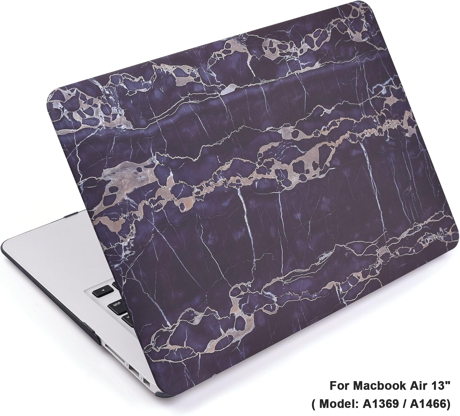 Cosmos ® Rubberized Plastic Hard Shell Cover Case for MacBook Air 13-Inch (Model: A1369 / A1466), Dark Purple Marble Pattern