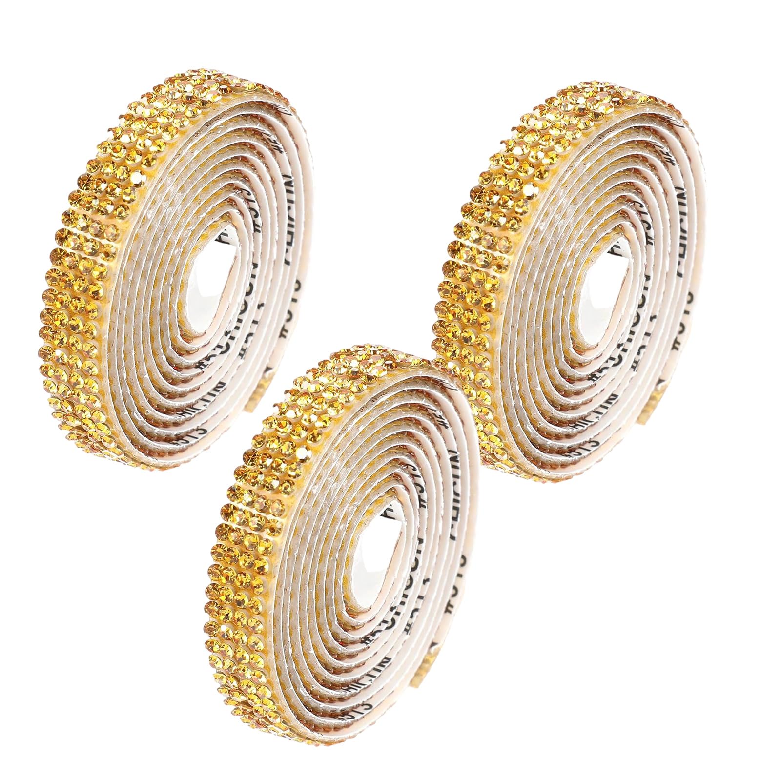 Yhplxyuus 3 Rolls Adhesive Rhinestones Tape Sparkling Rhinestones Ribbon Trim for Art Craft Birthday Wedding Cake Embellishment Sticker
