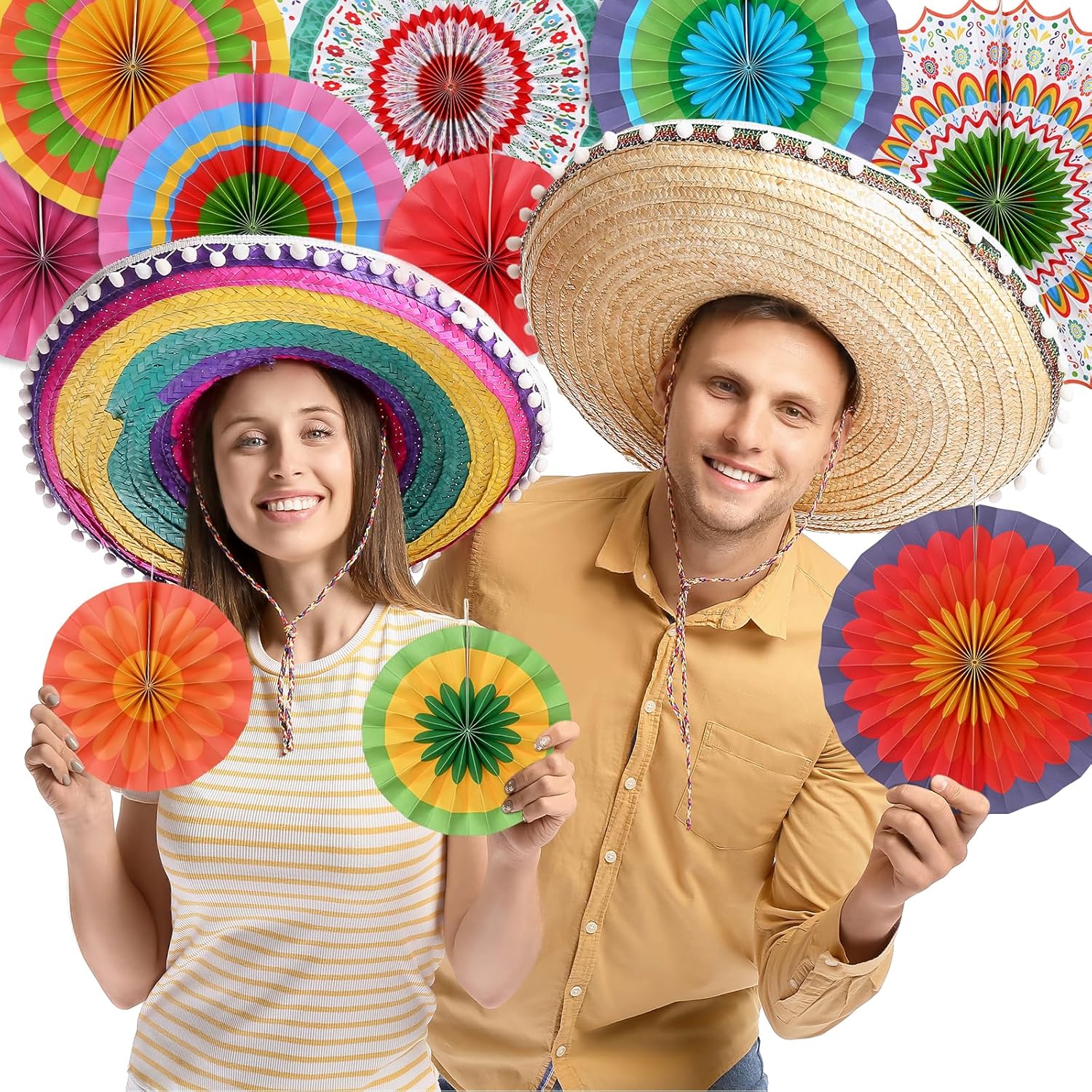 Fiesta Party Supplies Kit: Mexican Party Decorations with Fiesta Paper Fans - for Birthdays, Taco Nights, Cinco de Mayo & Fiesta Party Decorations