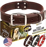 Vista 20 de ADITYNA Collar de cuero resistente para perros extra grandes, collar de cuero rojo suave y fuerte para razas XL