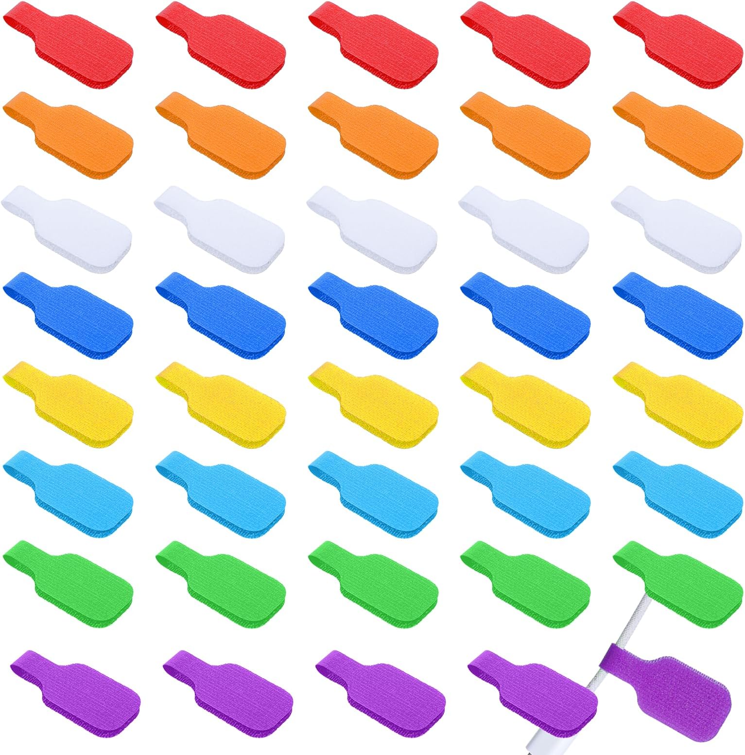 40 Pcs Cable Labels for Cords, Nylon Write On Cord Labels Tags for Electronics, Wire Markers Electrical Reusable Large Size Plastic Label for Charging Cords Management and Identification 8 Colors