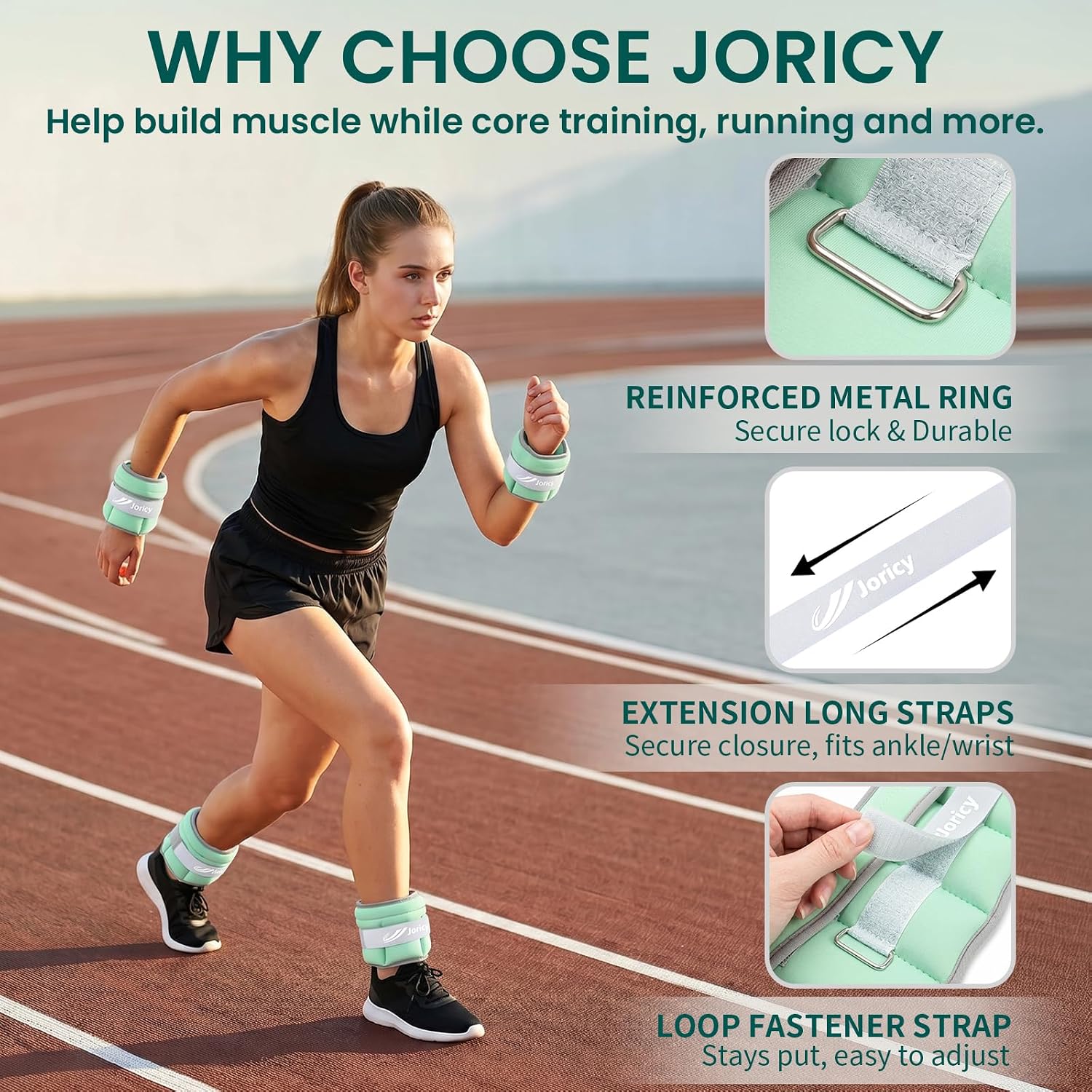 Adjustable Ankle Wrist Weights for Women & Men, One Pair of 1-3/4/5/6/8/10/20 LBS Arm Leg Weights with Removable Sandbags & Secure Fit for Walking Running Home Gym Fitness Pilates Yoga Physical Therapy Jogging Gymnastics Aerobics Weight Loss
