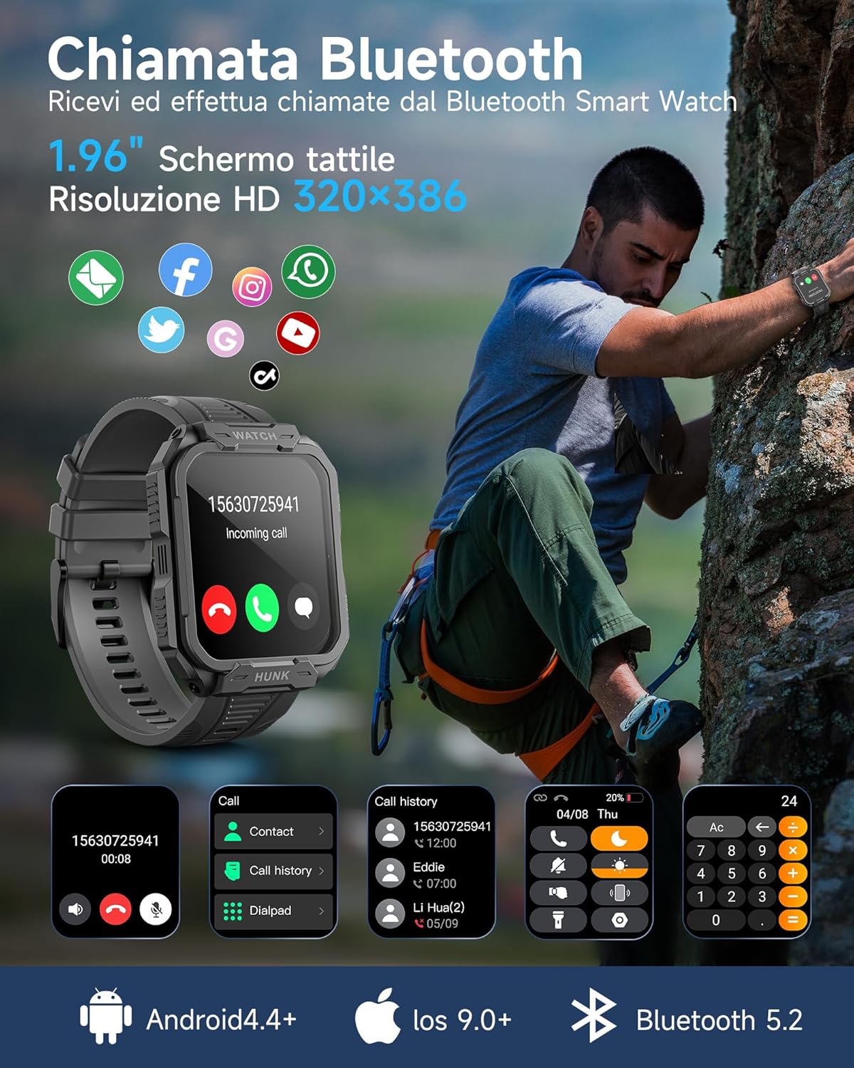 Fitpolo Smartwatch (Fare e Ricevere Chiamate),1.96 HD Schermo Tattile Orologio,Militare Integrato/Sonno/SpO2, Orologio Smartwatch con Notifiche Messaggi, Impermeabile, 70+ modalità Sportive (Grigio) Fitpolo Smartwatch (Fare e Ricevere Chiamate),1.96 HD Schermo Tattile Orologio,Militare Integrato/Sonno/SpO2, Orologio Smartwatch con Notifiche Messaggi, Impermeabile, 70+ modalità Sportive (Grigio)