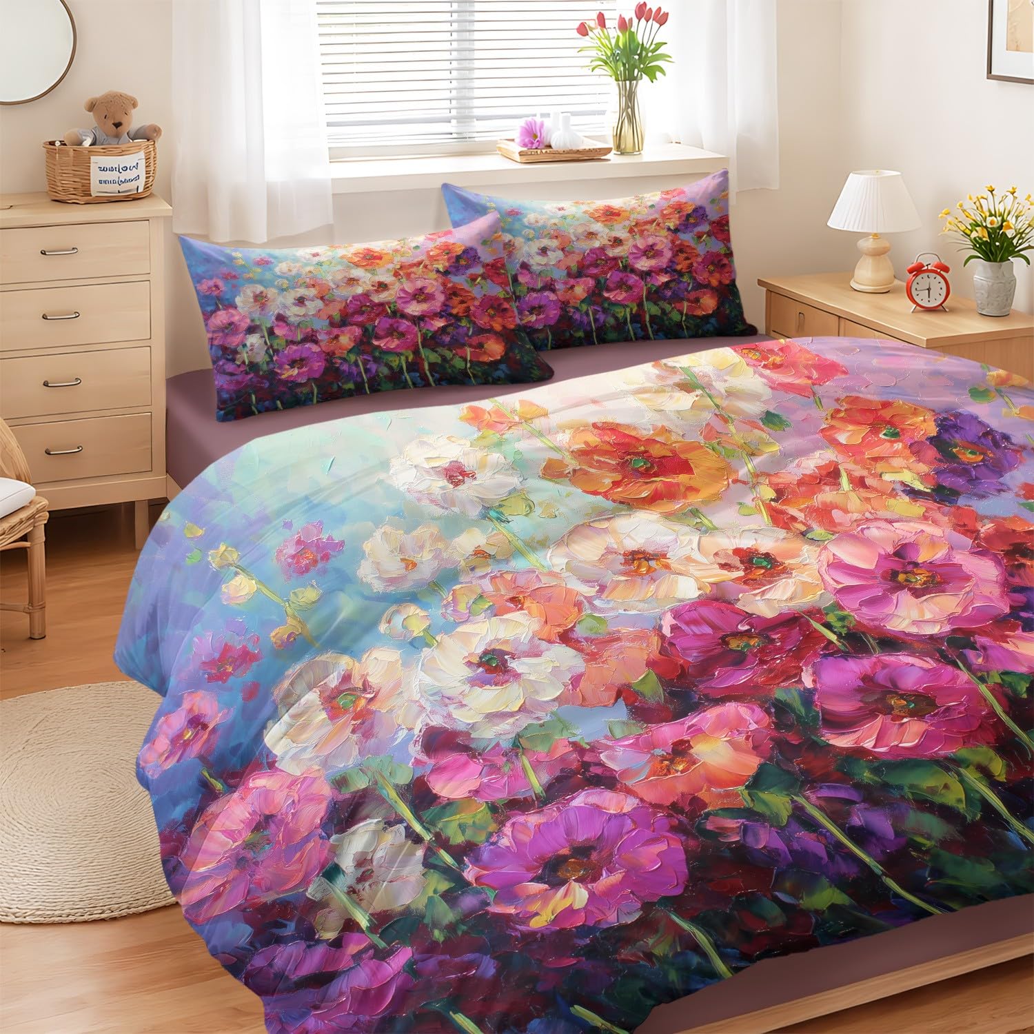 Parure de lit 140x200 microfibre douce anti-plis
