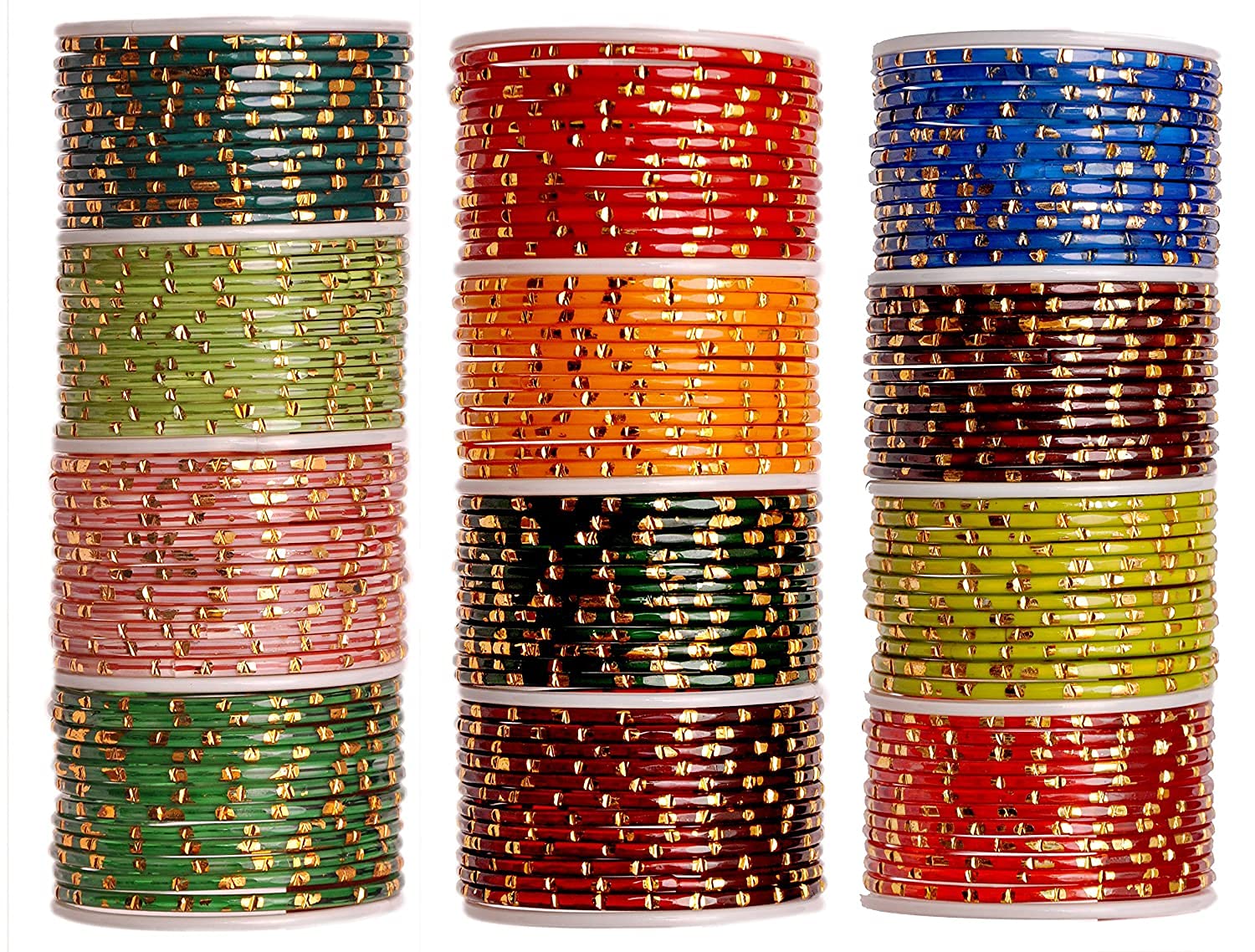ZULKA Colourful Glass Bangles Set For Women & Girls with Plain Cutting & Golden Dots | Plain Glass Bangles | Daily use, Festival, Wedding Bangles | Traditional Bangles-(ZU_F24-2.8), Pack of 144 (B09874MX44) Amazon Price History, Amazon Price Tracker