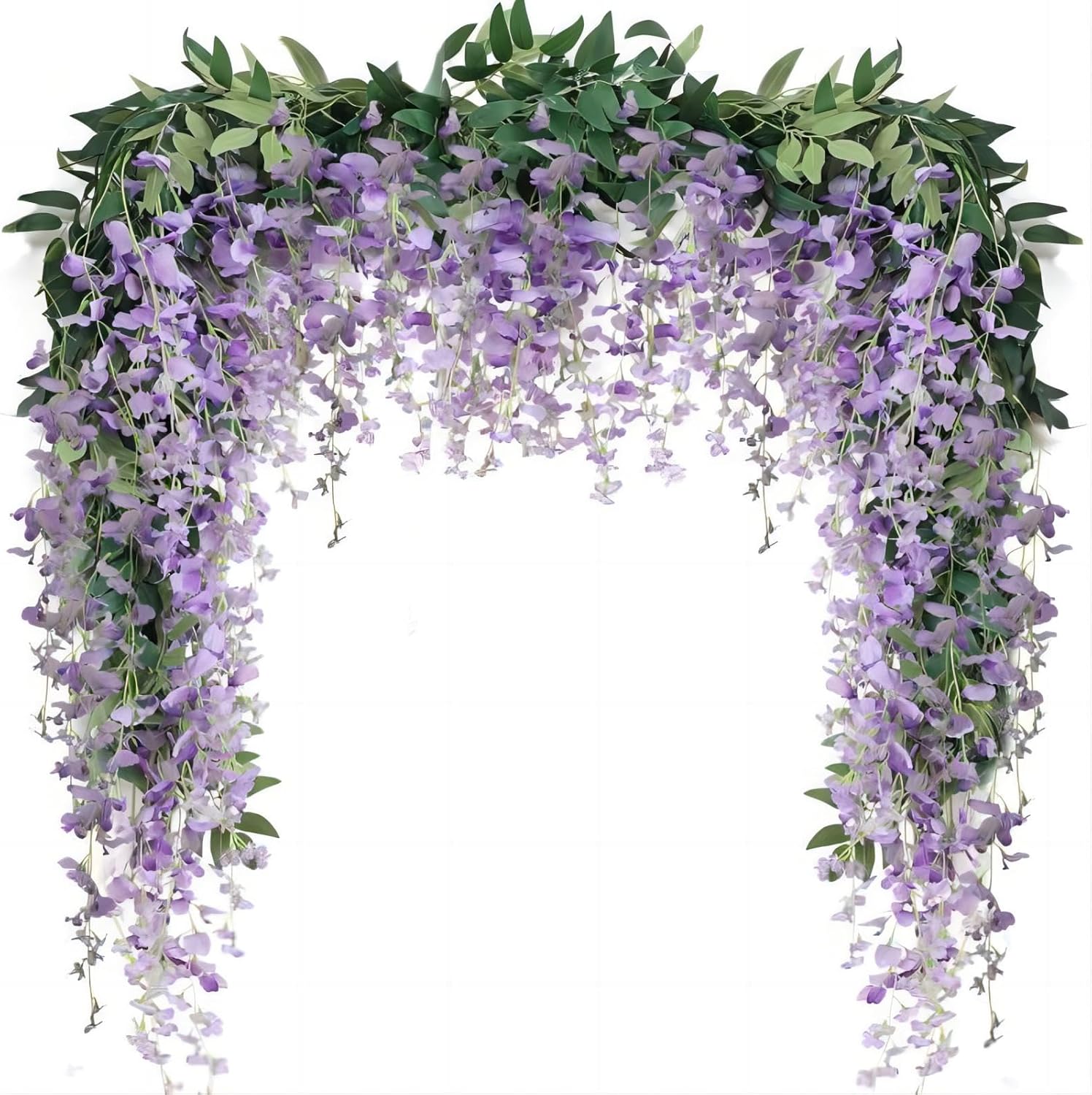 JUSTOYOU 3PCS 7FT 12 Stem Artificial Wisteria Vine Garland Fake Flower Wisteria Garlands for Outdoor Indoor Wedding Wall Badroom Decoration(White)