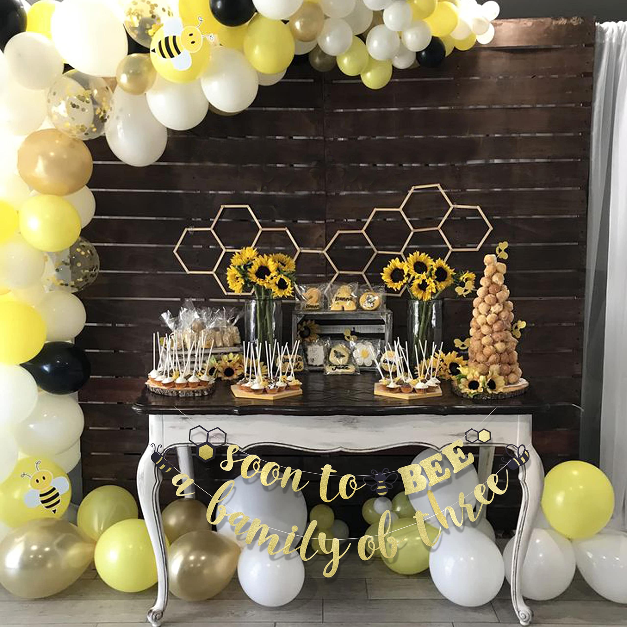 WeBenison Queen Bee Banner – Schwarzes Glitzer-Banner Für Babyparty & Mama-Königin-Feiern