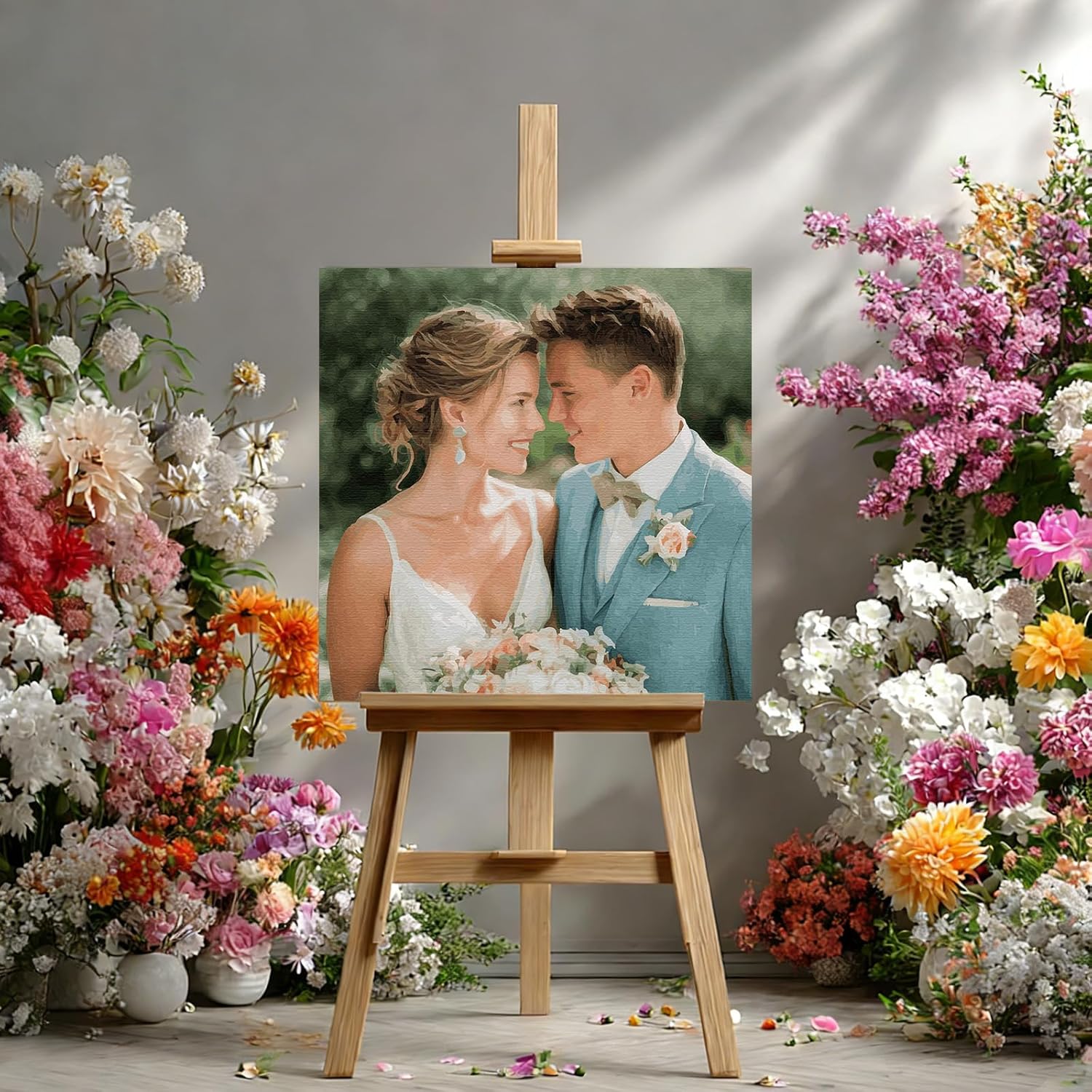 Custom Paint by Numbers Kit for Adults Beginners Personalized Photo Paint by Number Canvas with Acrylic Paints DIY Oil Painting Gift for Valentine’s Day Birthday Couple Family Pets Baby (24''x24'')