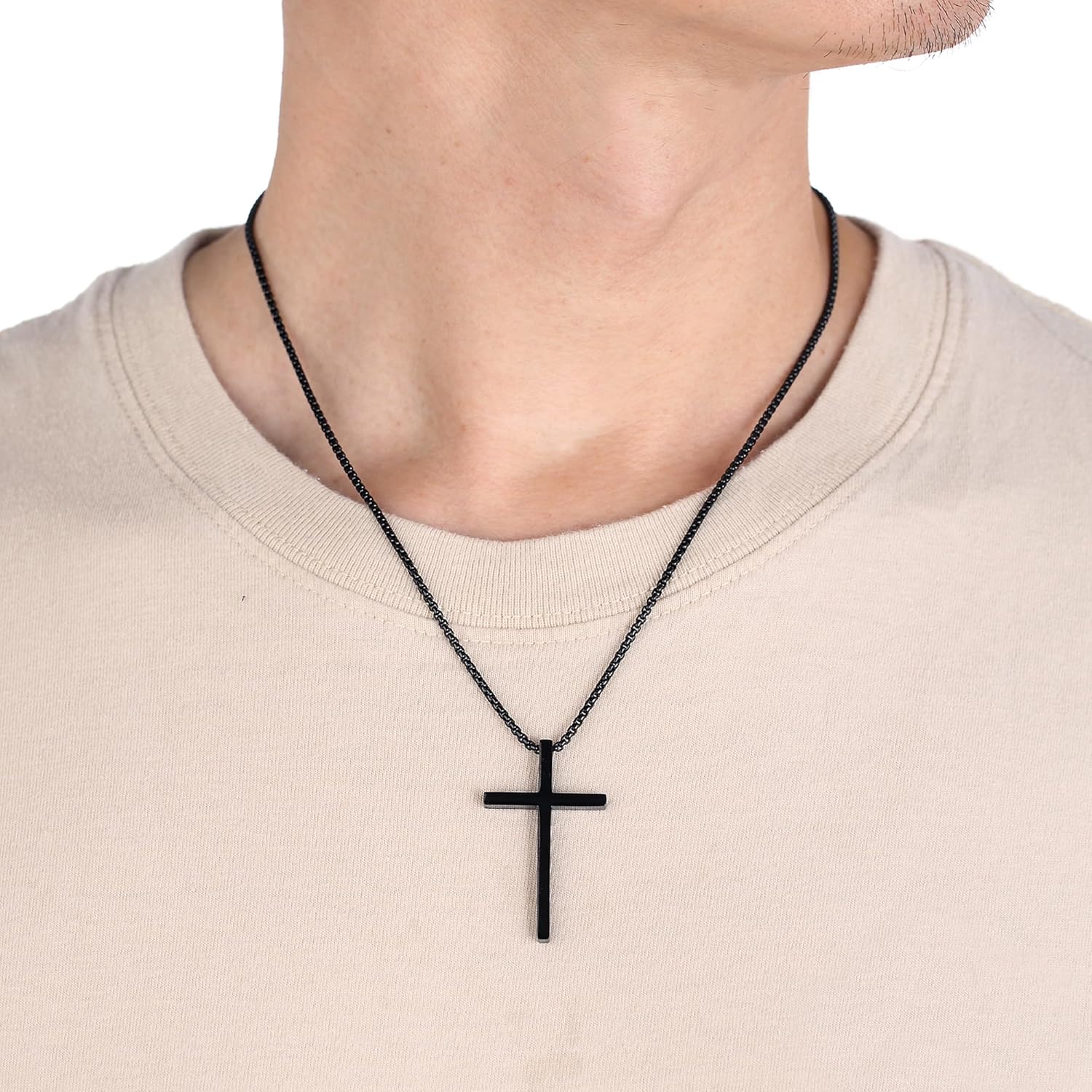 MUERDOU Cross Necklace for Men Cross Pendant STRENGTH Bible Verse Stainless Steel Necklace - Image 6