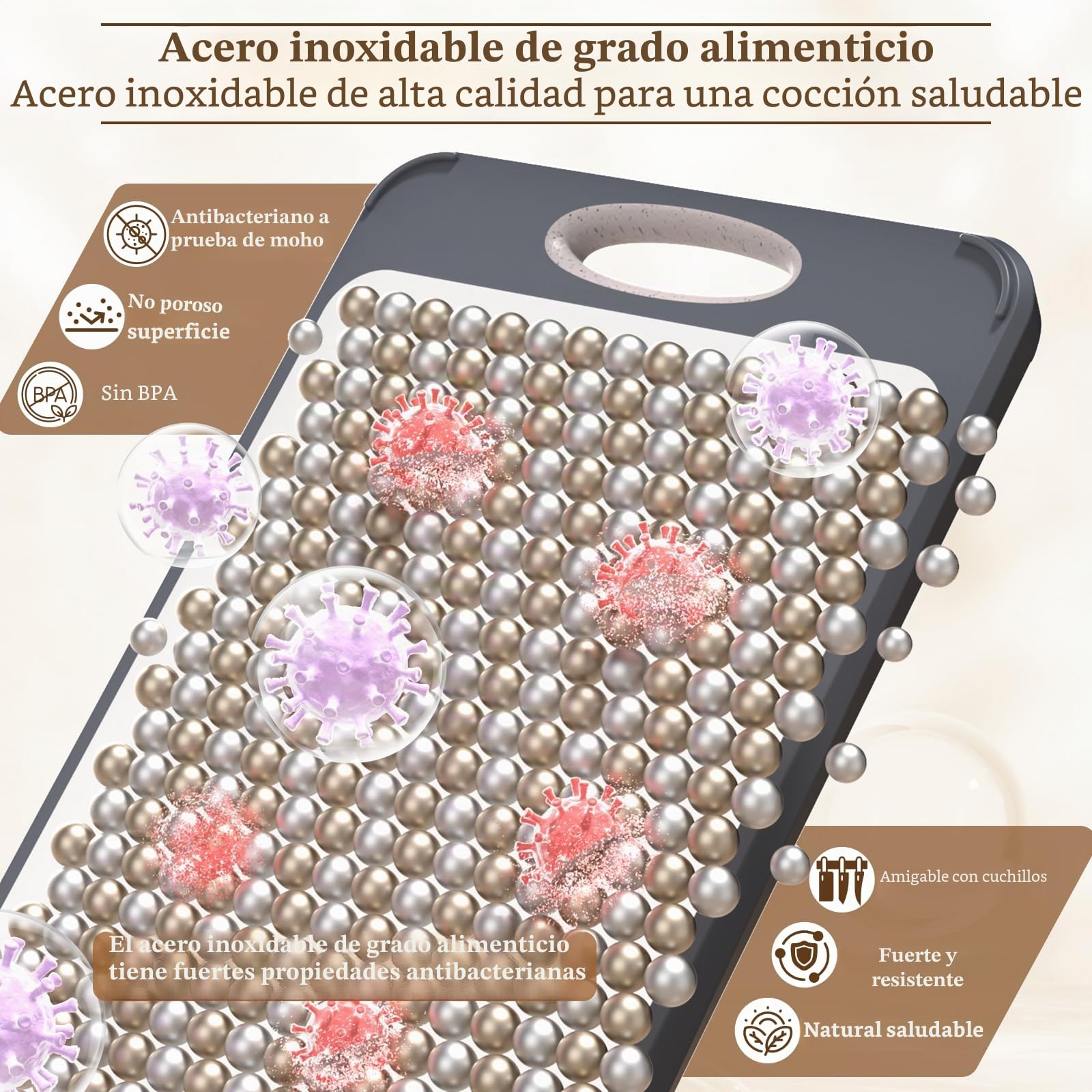 Gunci Tabla de cortar acero inoxidable doble cara para carne/verduras, fácil de limpiar, grande 40,6 x