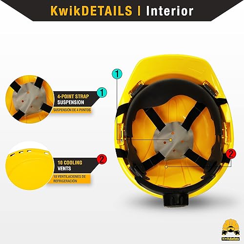 Miniatura 8 de KwikSafety BIG KAHUNA - Chaleco de seguridad [amarillo, mediano] + paquete de casco de tortuga amarillo