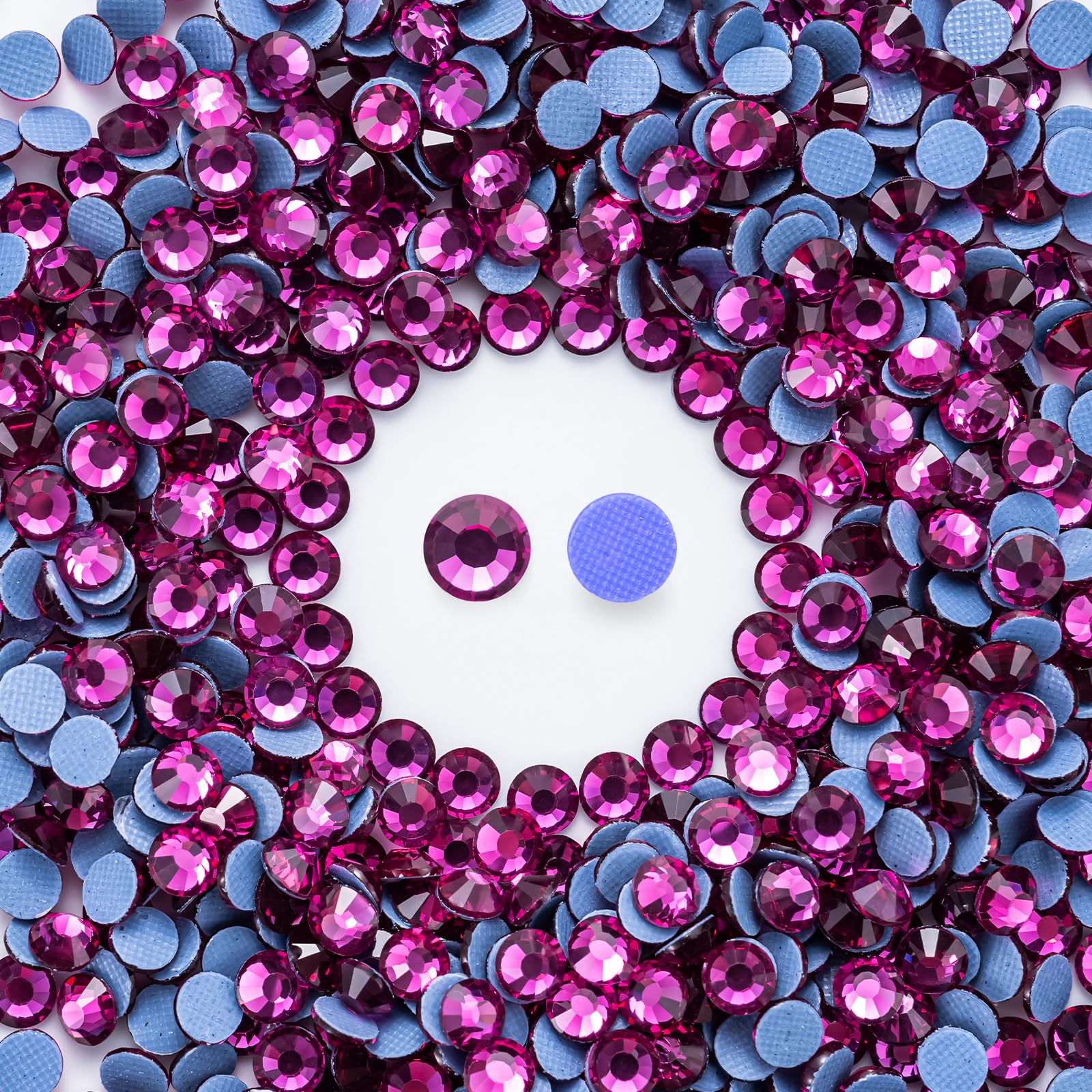 Hotfix Rhinestones Bulk 3000PCS SS8 (2.3-2.5mm), Fuchsia Glass Rhinestones for Clothes, Tumblers, Shoes DIY, Heat Transfer Flatback Gems for Crafts &amp; Decoration