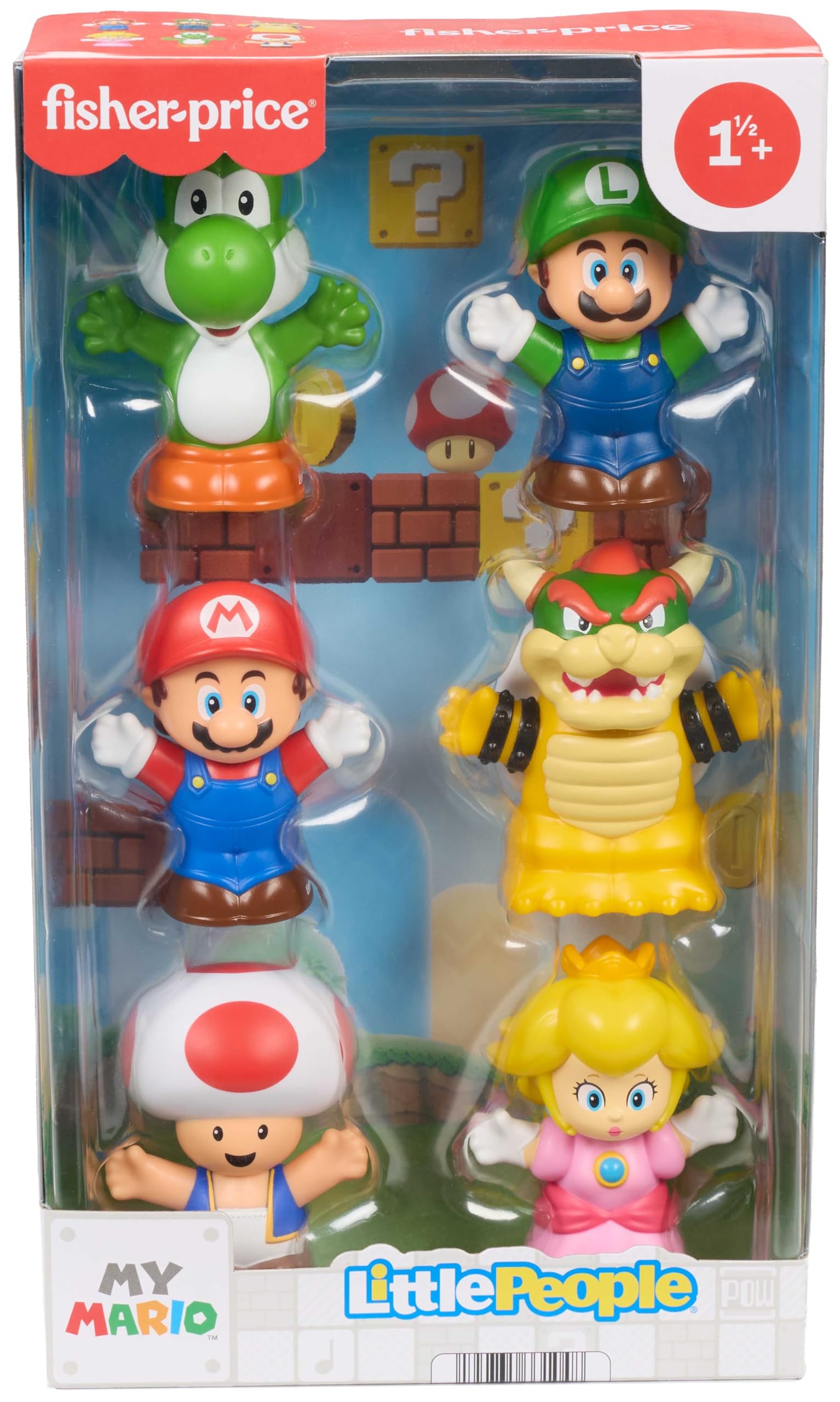 Fisher-Price Jouet pour Tout-Petit Coffret de Figurines Mario Little People avec 6 Personnages, pour Les Enfants à partir de 18 Mois, JHG63