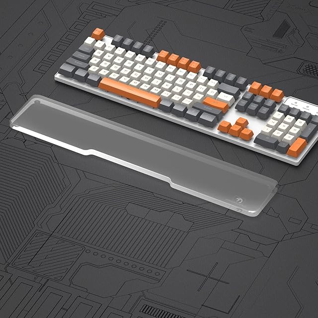 MAMBASNAKE Podkładka Pod Nadgarstek do Klawiatury 100% Klawiatury - Wrist Rest Laptop - Premier Clear Acryl - Antypoślizgowe Gumowe Nóżki - Ergonomic do Biura/Gier/Pisania/MacBook - Stand 104Key