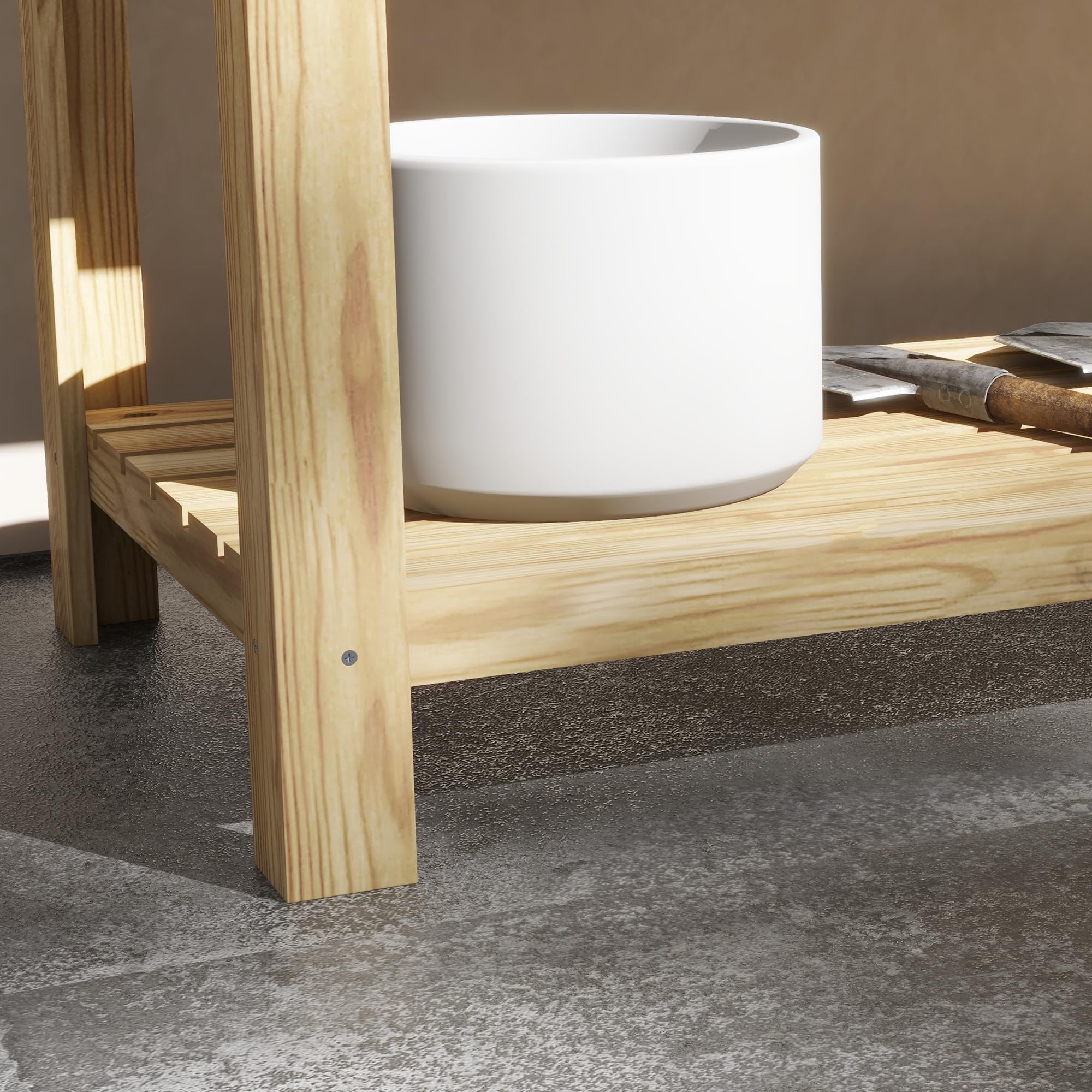 Outsunny Jardinière sur Pieds - Potager avec séparateur Amovible, étagère, Inserts d'irrigation, Feutre de Drainage Inclus - Dim. 115L x 46l x 75H cm - Bois Massif Sapin