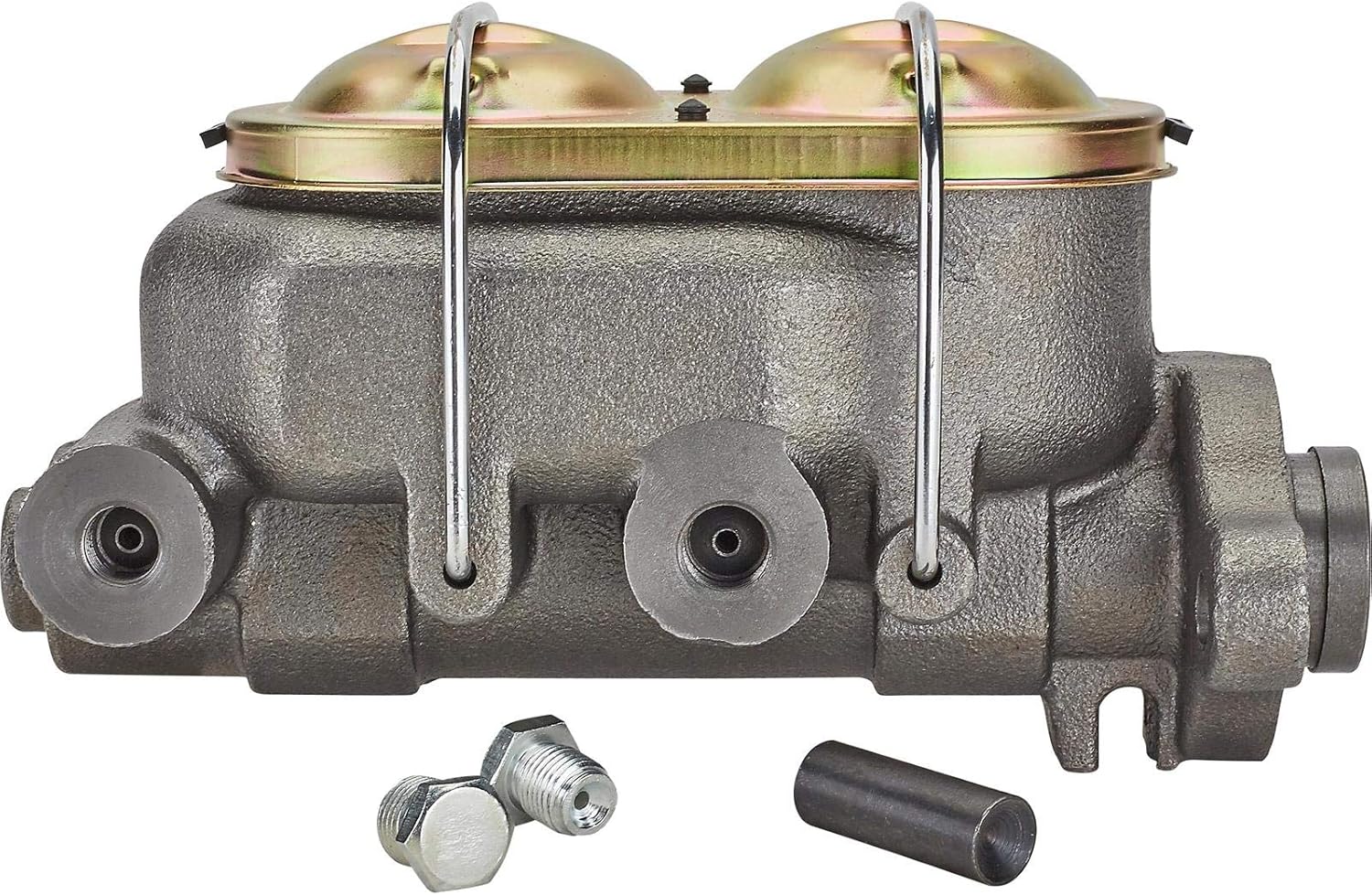 Speedway Motors GM Corvette Style Cast Iron Master Cylinder, 1 Inch Bore, Dual Outlet Design with 1/2-20 and 9/16-18 Ports, Compatible with Disc/Drum or Disc/Disc Brake Systems