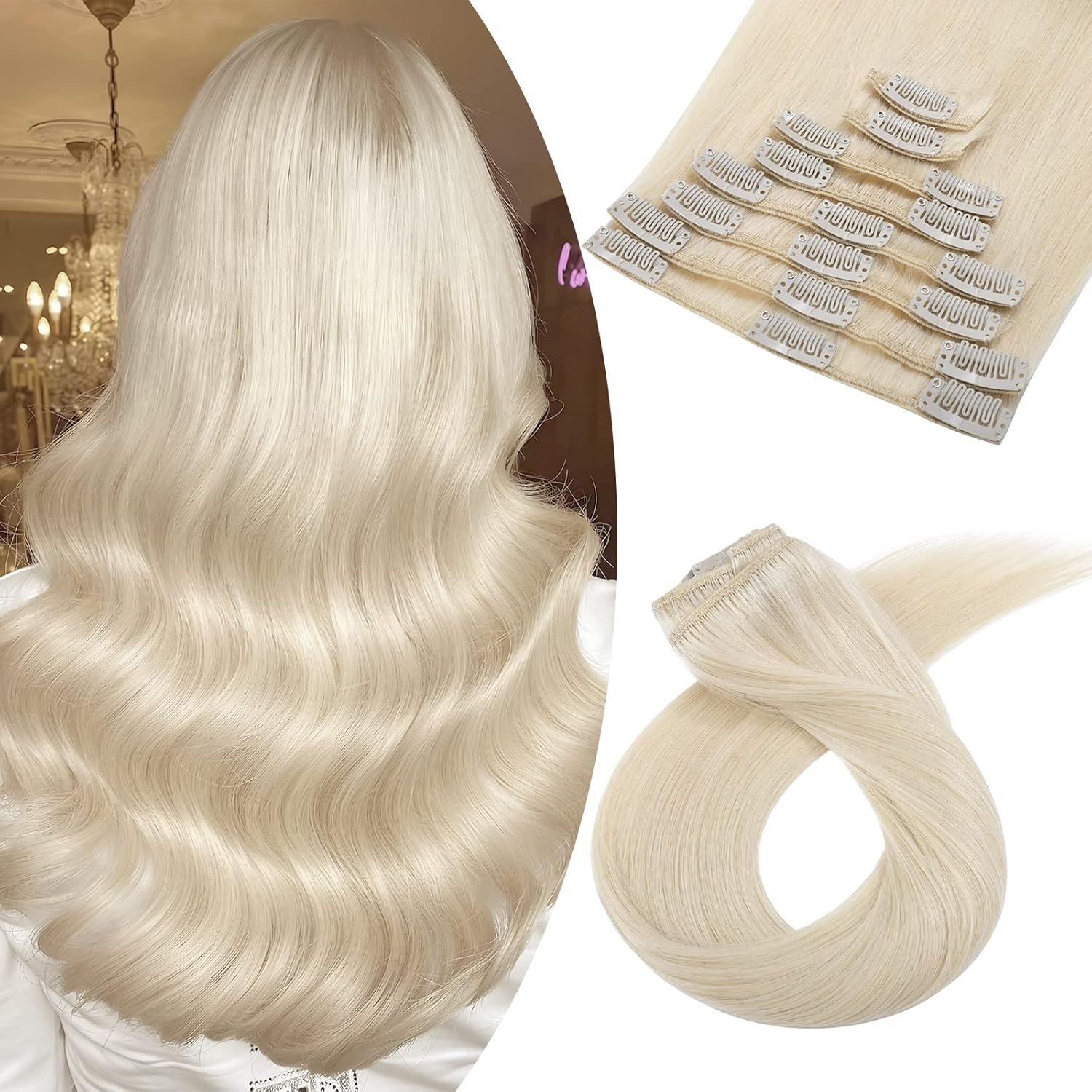 Benehair Clip in Hair Extensions Real Human Hair Clip on