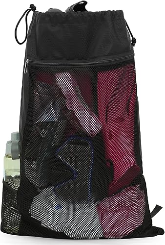 Miniatura 2 de Bolsa de buceo, mochila de buceo de malla de gran tamaño para equipo y equipo de esnórquel, sostiene máscara, aletas, esnórquel, natación