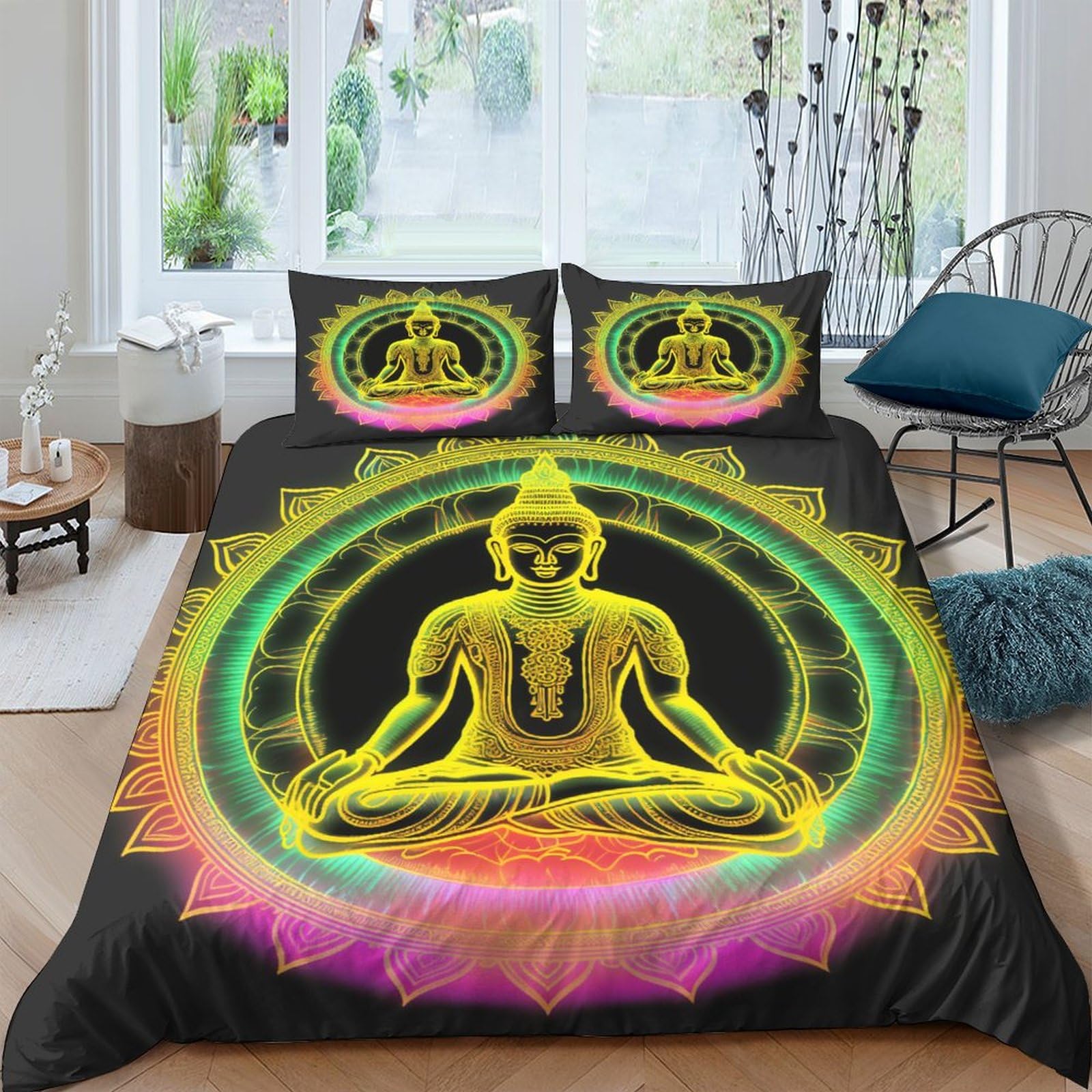 Parure de lit Bouddha 3D 200x200 cm fini les plis avec cette housse douce