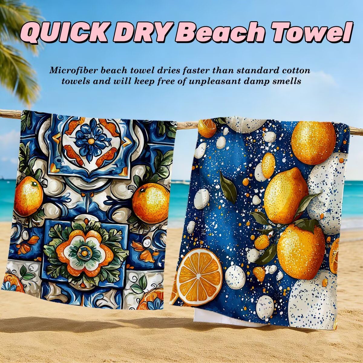 Ręcznik plażowy z mikrofibry, duży ręcznik plażowy 90 x 180 cm 2 sztuki, ręcznik gimnastyczny mężczyźni kobiety odporne na piasek ręczniki plażowe szybkoschnące ręczniki z mikrofibry akcesoria plażowe