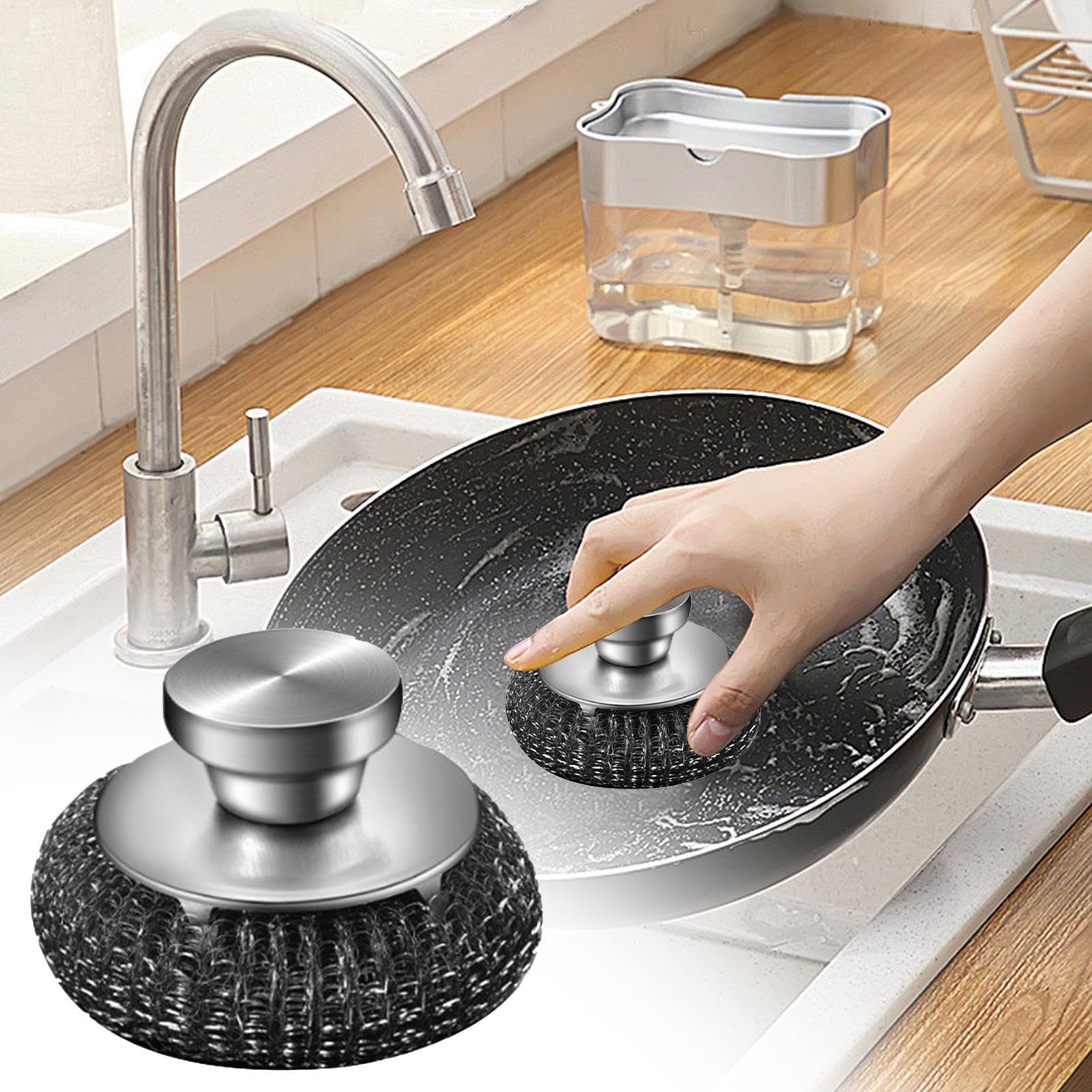 Brosse à Récurer Métallique Avec Poignée Ergo - Parfaite Pour Four Et Grilles