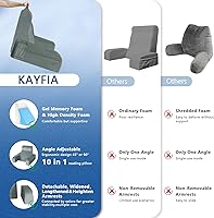 Vista 5 de Kayfia Reading Pillow, 10 in 1 Back Pillow for Bed Sitting up with Detachable Arms Rest, Back Rest with Gel Memory Foam, Husband Pillow for