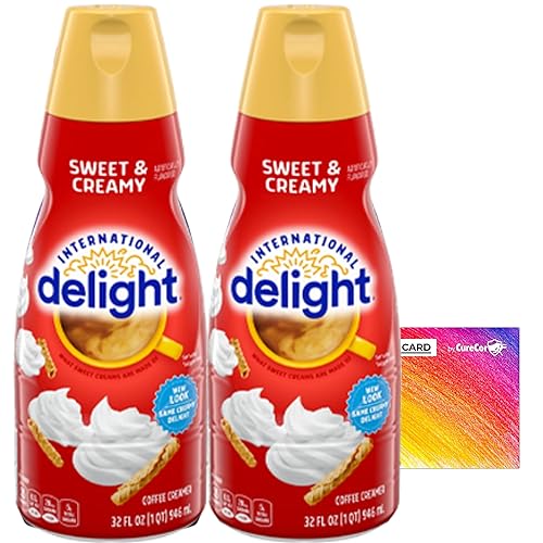International-Delight Crema líquida para café. Dos (2) botellas de 32 onzas líquidas de crema cremosa suave y deliciosa para café y una auténtica