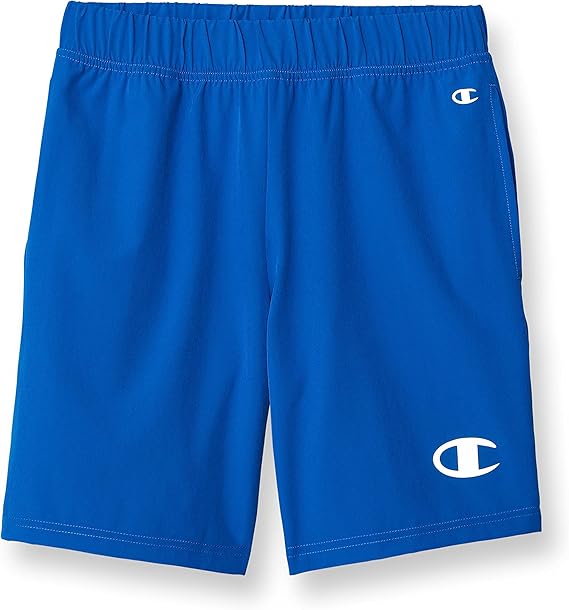 ショートパンツ CHAMPION SS25 COTTON SHORTS (CW01E1683 CHFE09) 綿100％ ロゴ刺しゅうボーダー柄ショートパンツ（コットンUSA