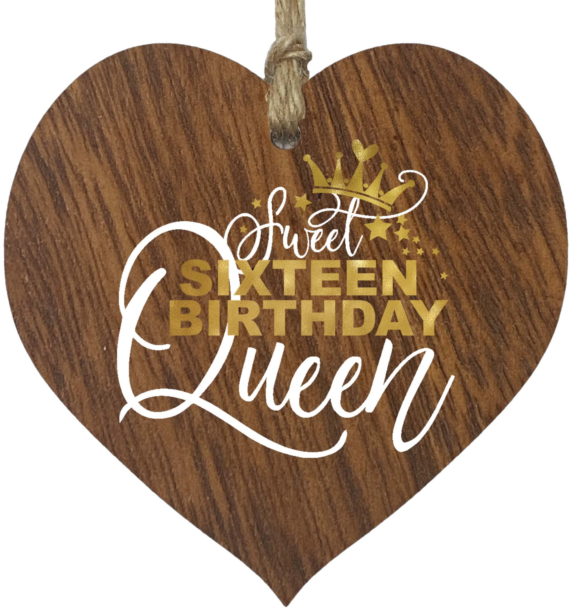 16th Birthday Wooden Heart Plaque for Girls Her, Sweet 16 Sixteen Queen
