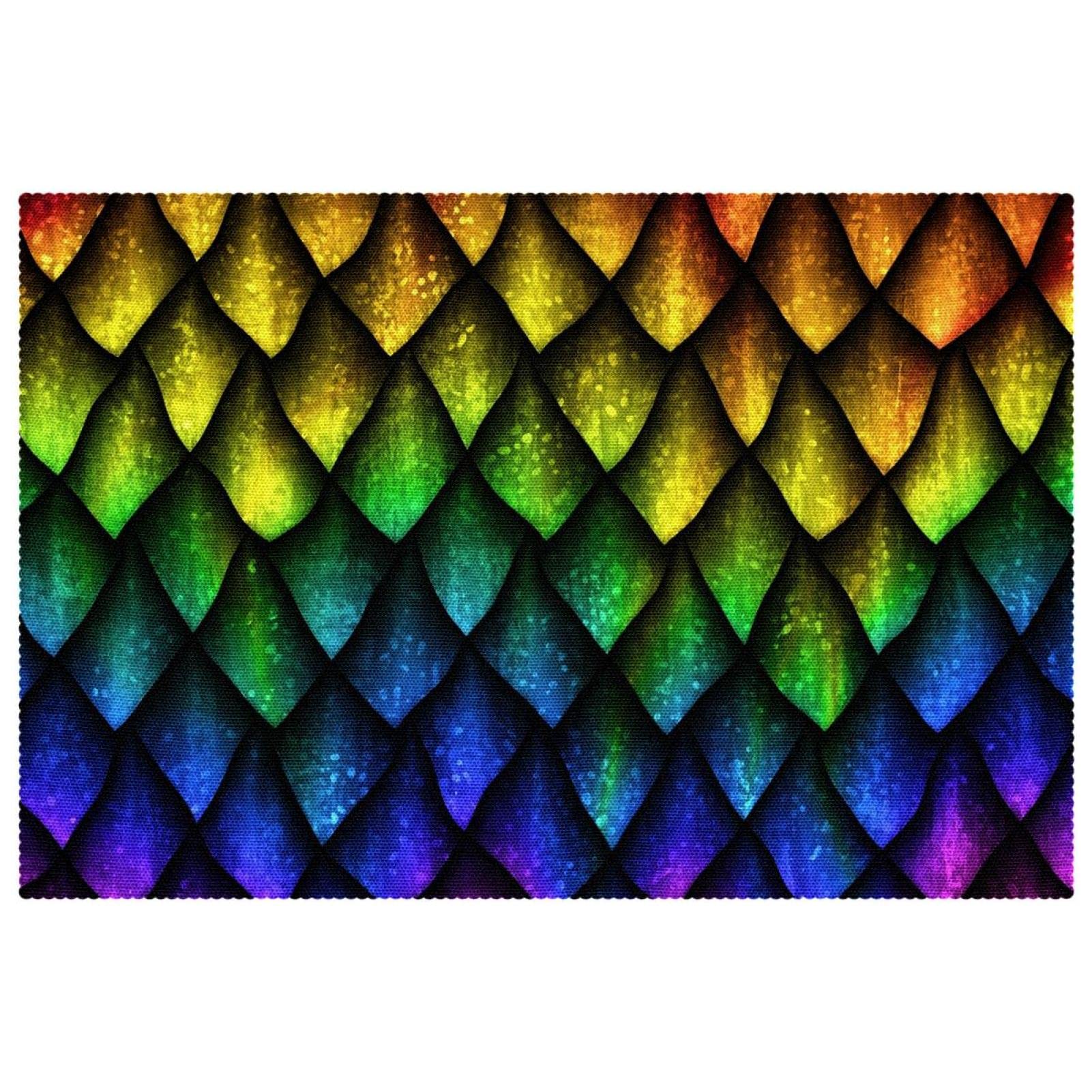 Set de table écailles de dragon arc-en-ciel lot de 6 pièces 30x45 cm