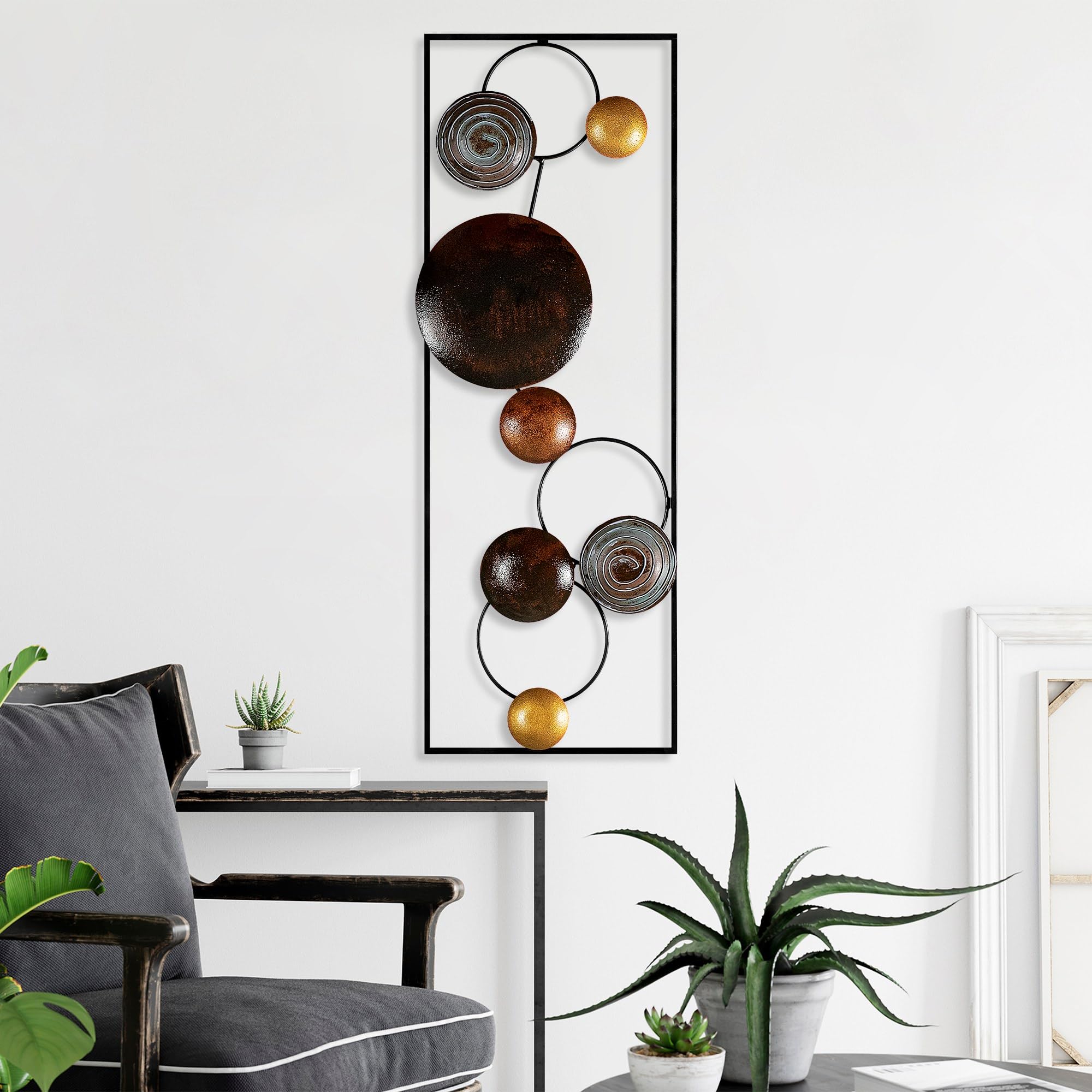 Hand-Painted Decorative Metal Wall Accessory, 32 x 90 x 4 cm, 100% Metal, Unique Colour Variations, Perfect for Home Decor & Art Display