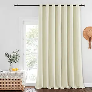 NICETOWN Beige Blackout Sliding Door Curtains for Bedroom - Grommet Blackout Room Darkening French Door Sound Reducing Thermal Curtain Window Treatment for Living Room (W100 x L95, 1 Panel)