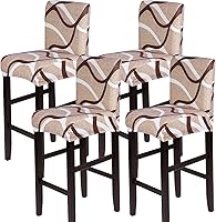Vista 60 de SearchI - Juego de 4 fundas para taburetes de bar de jacquard, fundas elásticas y lavables para taburetes de bar, fundas para sillas de altura