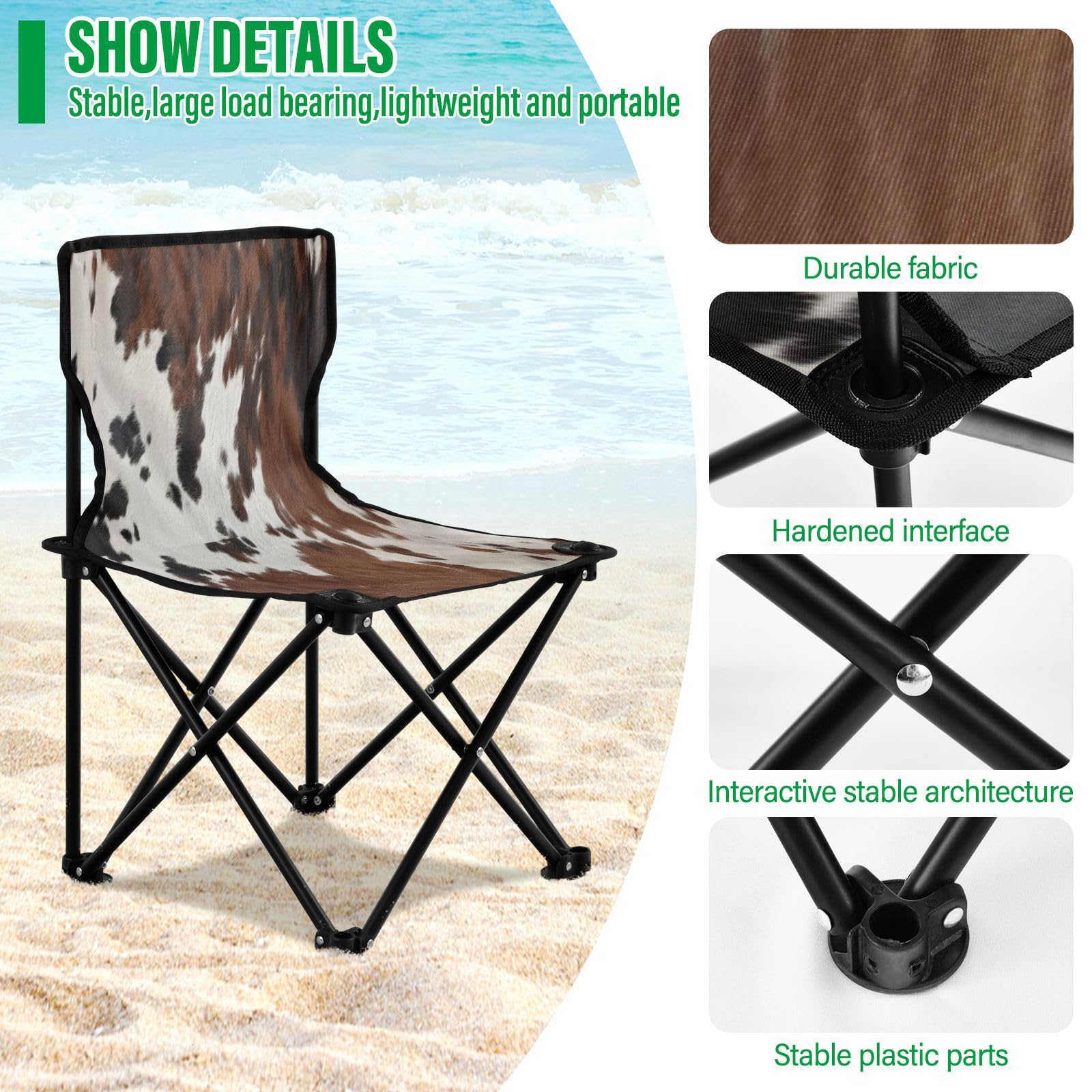 Amazon.com: Nesatuwa Cow Print Camping Chairs Lightweight Folding