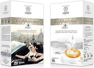 TRUNG NGUYEN LEGEND Cappuccino Hazelnut Instant Coffee Single Served Stick for Energy Boost (8oz - Box of 12 Sticks)