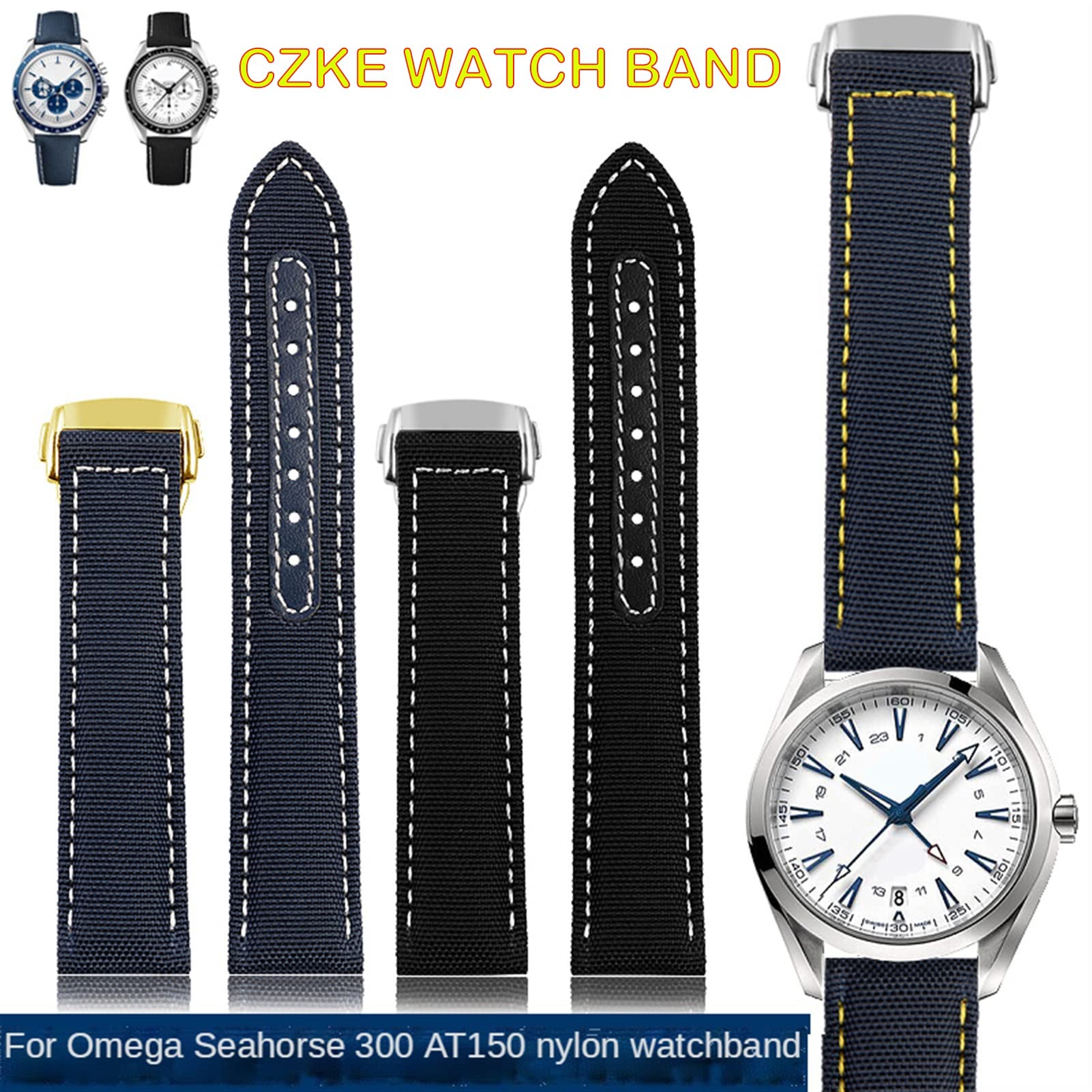 VELORE Per Omega 300 cinturino orologio in tela di nylon intrecciata in pelle tessuto, cinturini per orologi 19mm 20mm 21mm 2mm