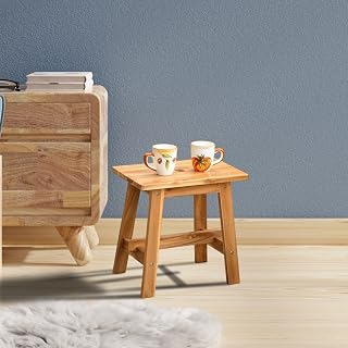 Runboll Rectangular Acacia Wood Stool Bedside End Tables Wooden Step Stool Sofas Sub-Stool Plant Stand for Kitchen, Bathroom, Bedroom, Toy Room