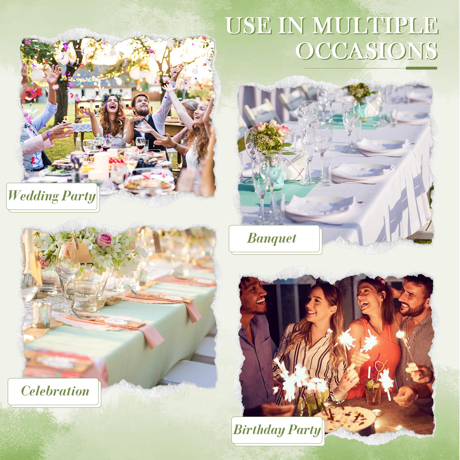Qilery 50 servilletas de papel de lino, desechables, preplegadas, con bolsillo integrado para cubiertos, San Valentín, boda, fiesta, Navidad, color verde