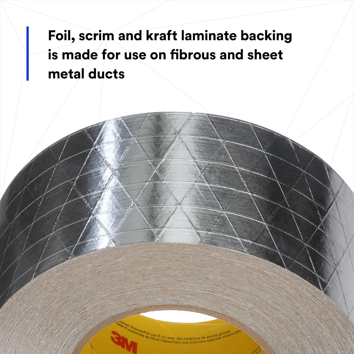3M FSK Facing Tape 2C110, Acrylic, Pressure Sensitive, Cold Weather Adhesion, Heavy Duty Liner, Foil, Scrim, Kraft, UL723 Classified, 3.9 in x 50 yd