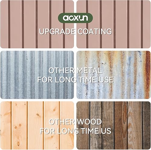 Vista 71 de Aoxun Cobertizo de almacenamiento al aire libre de 80 pies cúbicos impermeable para jardín, cobertizo de herramientas de metal, color marrón