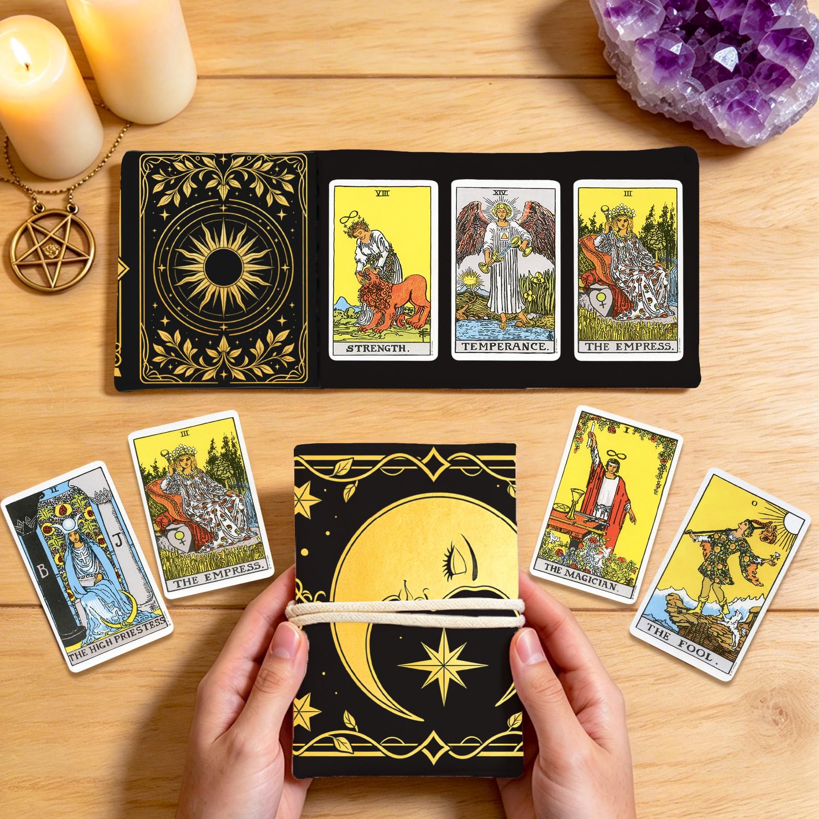 ORIGACH 2 PZ Sole & Luna Celestiale Tarocchi Titolare della Carta con