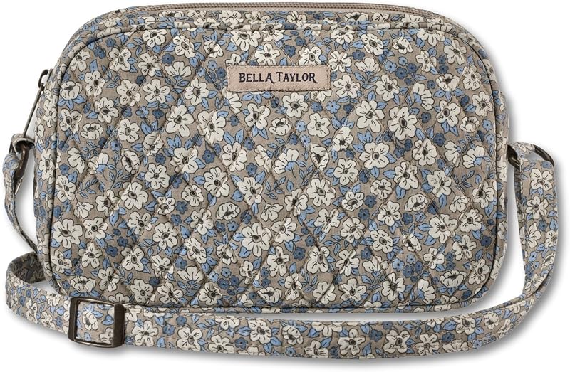 Bella Taylor Simple Crossbody, Quilted Handbag for Women | Lightweight, 3-pocket compact quilted purse, hands-free carry, adjustable strap, machine washable, durable construction