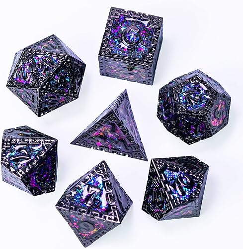 Miniatura 3 de UDIXI Juego de dados de metal DND, 7 piezas de dados poliédricos D&D, dados de dragón d y d para regalo de mazmorras y dragones, juego de dados de