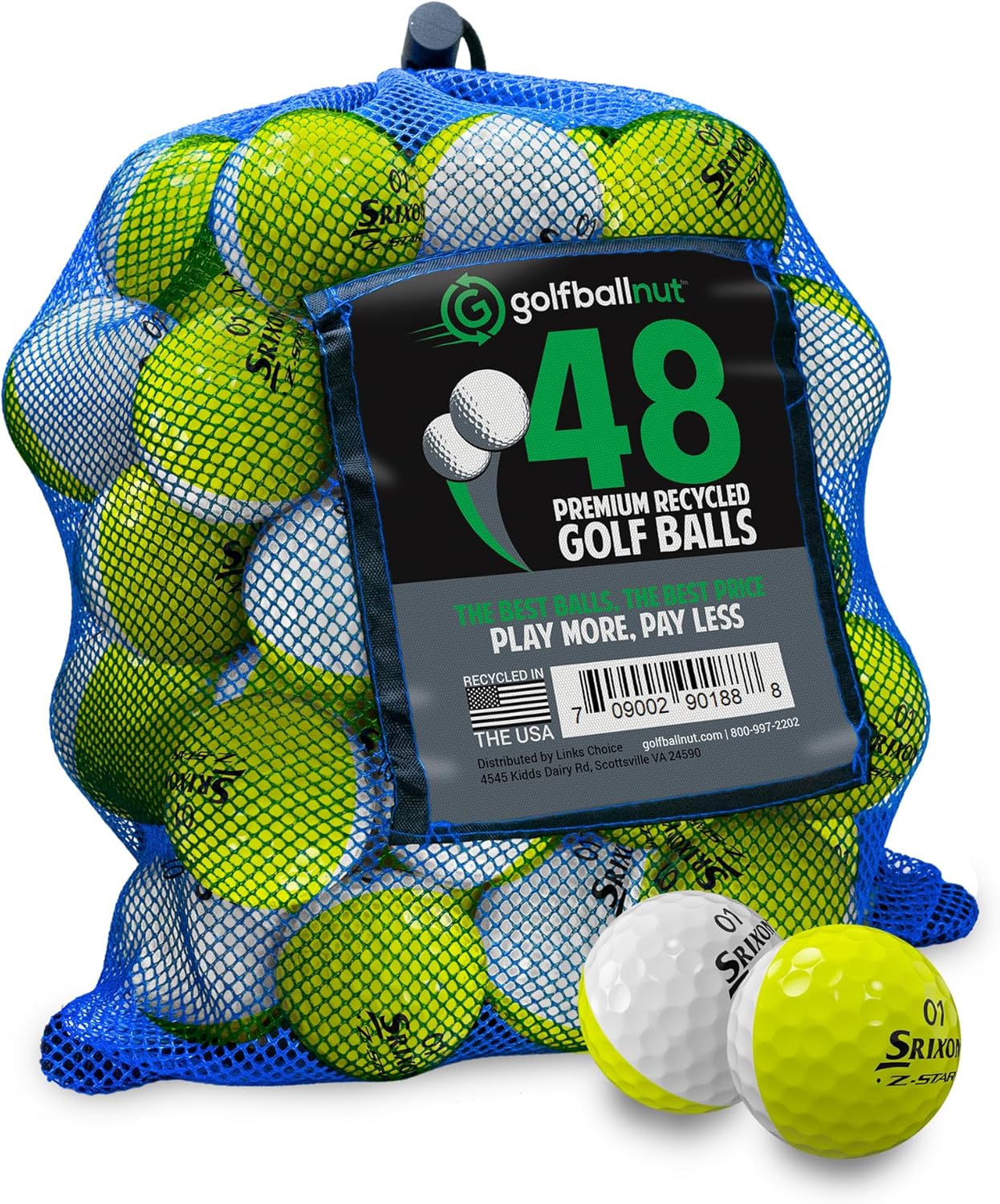 Used and Recycled for Srixon Z Star Near Mint 4A (White & Yellow) (24 & 48) Golf Balls Mesh Bag Included