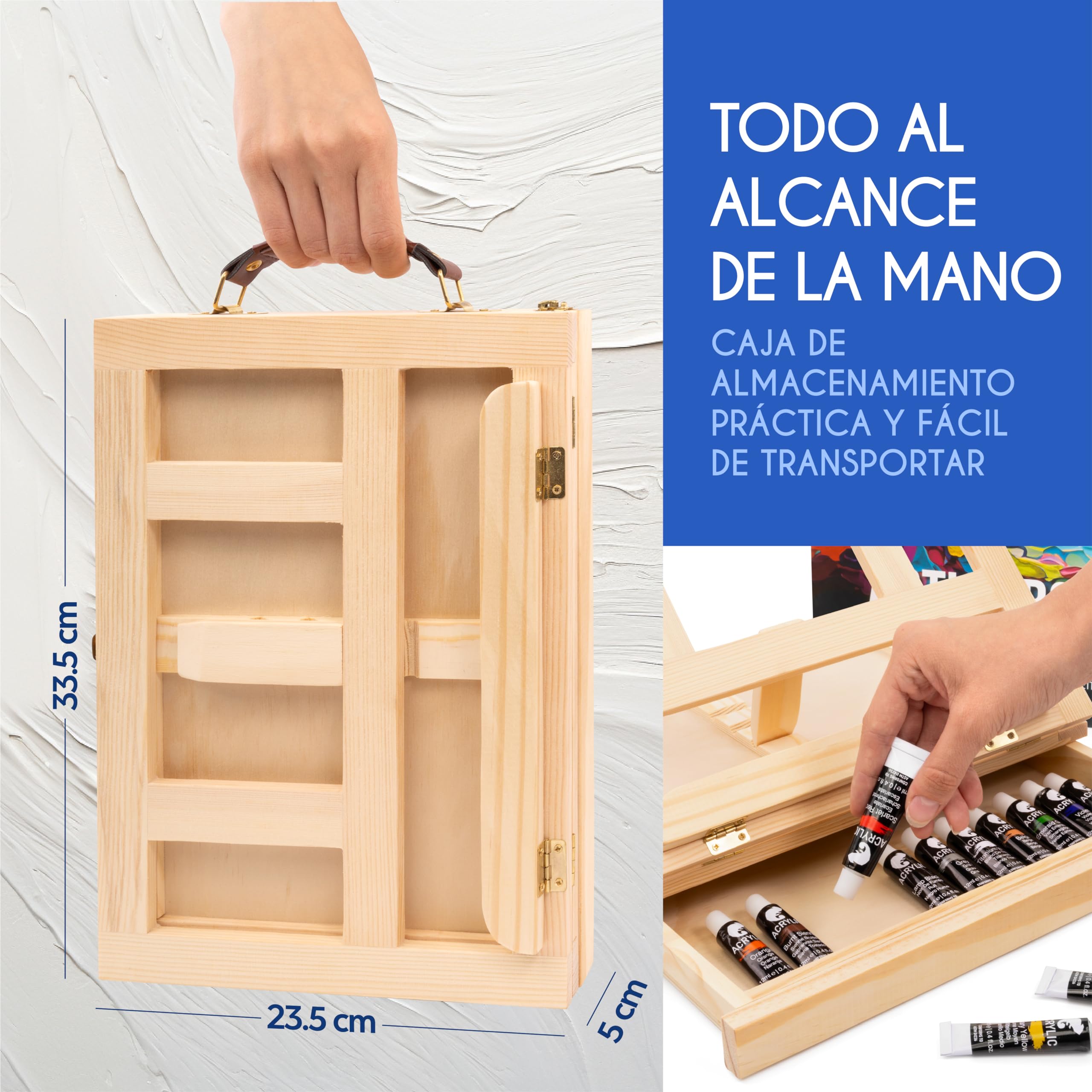 Kit Pintura con 22 piezas - 12 Tubos de Pintura Acrílica, 6 Pinceles de Pintura, Lienzo de Pintura, 2 Espátulas y Paleta de Pintura